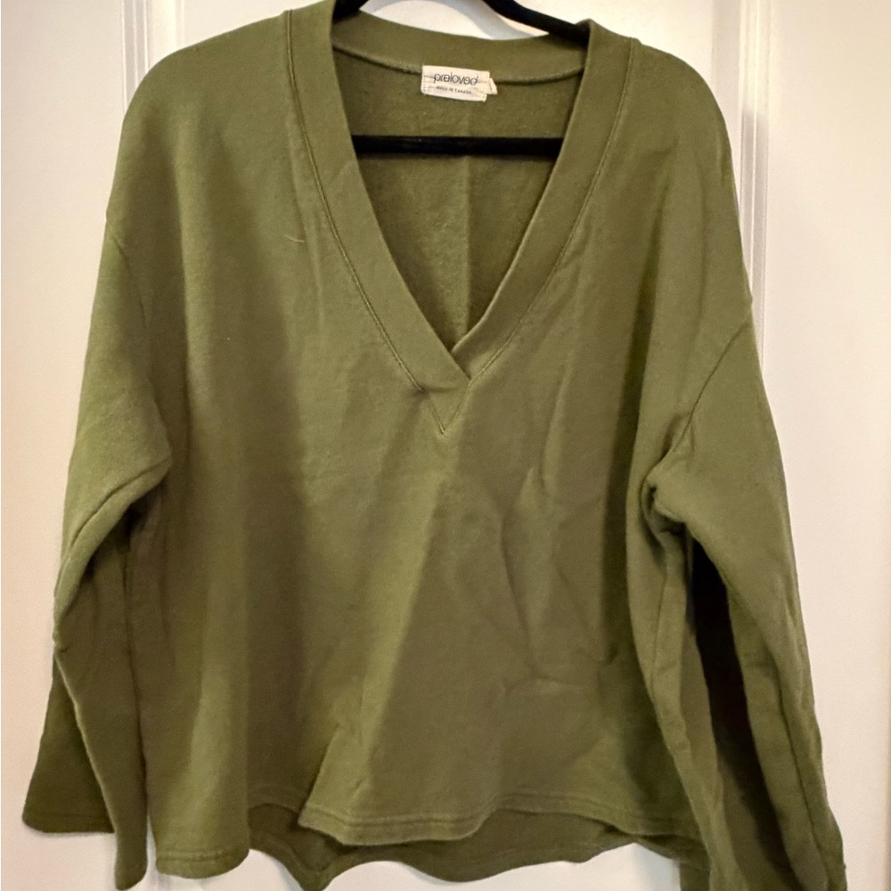 Olive V-Neck Sweatshirt